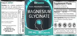 Label for Magnesium Glycinate 300 mg