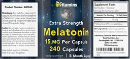 Label for Melatonin 15 mg