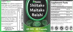 Label for Shiitake Maitake Reishi 600 mg