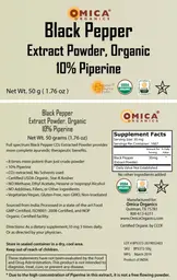 Label for Black Pepper Extract Powder, Organic