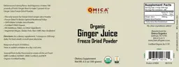 Label for Organic Ginger Juice Freeze Dried Powder