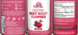Label for Beet Root Gummies 1500 mg Natural Blueberrry Flavored
