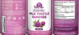 Label for Milk Thistle Gummies 1000 mg Natural Blueberry Flavored