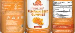 Label for Pumpkin Seed Gummies 4000 mg Natural Orange Flavored