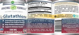 Label for L-Glutathione 500 mg
