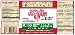 Label for Super Royal Maca for Men with DIM Vegetarian Capsules