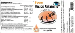 Label for Power Vision Vitamins