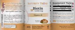 Label for Biotin 5,000 mcg Cherry Flavor