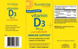 Label for Vitamin D-3 50 mcg