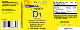 Label for Vitamin D3 125 mcg