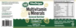 Label for Multivitamin & Minerals Gummies Raspberry Flavor