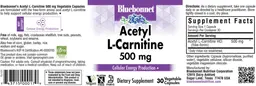Label for Acetyl L-Carnitine 500 mg