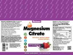 Label for Liquid Magnesium Citrate Mixed Berry Flavor