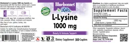 Label for L-Lysine 1000 mg