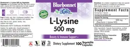 Label for L-Lysine 500 mg