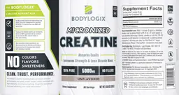 Label for Micronized Creatine 5000 mg Unflavored
