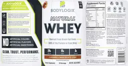 Label for Natural Whey Caramel Chocolate Chip
