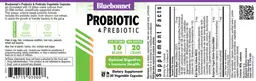 Label for Probiotic & Prebiotic 10 Billion