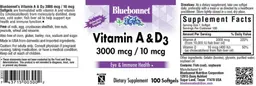 Label for Vitamin A & D3 3000 mcg / 10 mcg