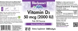 Label for Vitamin D3 50 mcg (2000 IU)