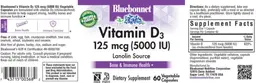 Label for Vitamin D3 125 mcg (5000 IU)