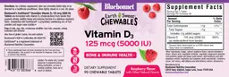 Label for Vitamin D3 125 mcg (5000 IU) Raspberry Flavor