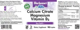 Label for Calcium Citrate Magnesium Vitamin D3