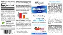 Label for Melatonin 10 mg Delicious Strawberry Flavor