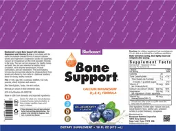Label for Liquid Bone Support Blueberry Flavor