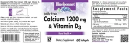Label for Milk-Free Calcium 1200 mg & Vitamin D3
