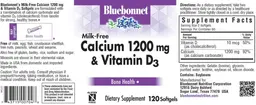 Label for Milk-Free Calcium 1200 mg & Vitamin D3