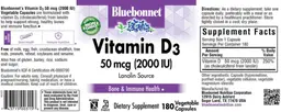 Label for Vitamin D3 50 mcg (2000 IU)