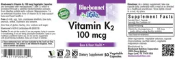 Label for Vitamin K2 100 mcg