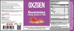 Label for Delta-9 THC 200 mg Gummies Strawberry