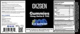 Label for Delta-8 THC 600 mg Gummies Blue Raspberry