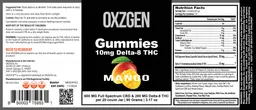 Label for Delta-8 THC 600 mg Gummies Mango