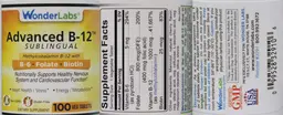 Label for Advanced B-12 Sublingual