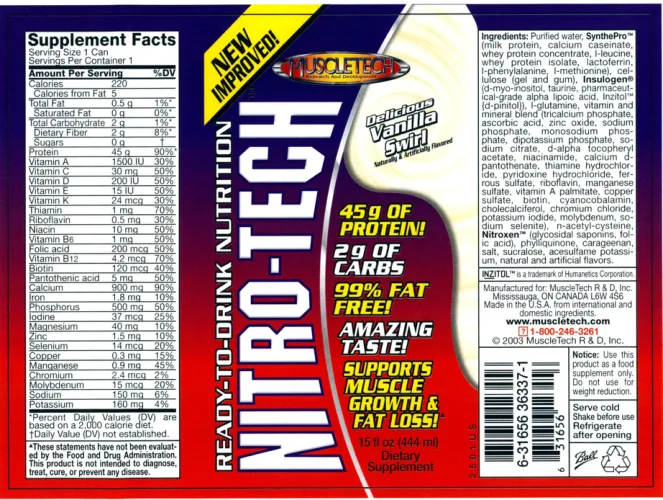 Label for Nitro-Tech Delicious Vanilla Swirl