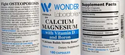 Label for Calcium Magnesium with Vitamin D and Boron