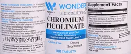 Label for Chromium Picolinate