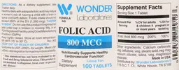 Label for Folic Acid 800 mcg