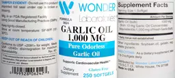 Label for Garlic Oil 1,000 mg