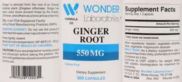Label for Ginger Root 550 mg