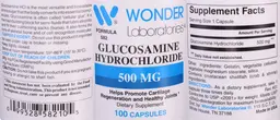 Label for Glucosamine Hydrochloride 500 mg