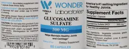Label for Glucosamine Sulfate 500 mg