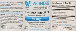 Label for Trans-Resveratrol Japanese Knotweed 50 mg