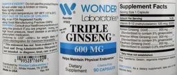 Label for Triple Ginseng 600 mg