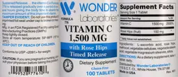 Label for Vitamin C 1,500 mg