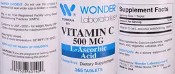 Label for Vitamin C 500 mg