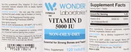 Label for Vitamin D 5000 IU